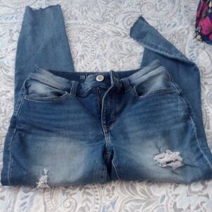 Women's Blue Distressed Jeans M Jeans By Maurices